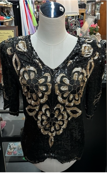 Size Small black and gold sequined top