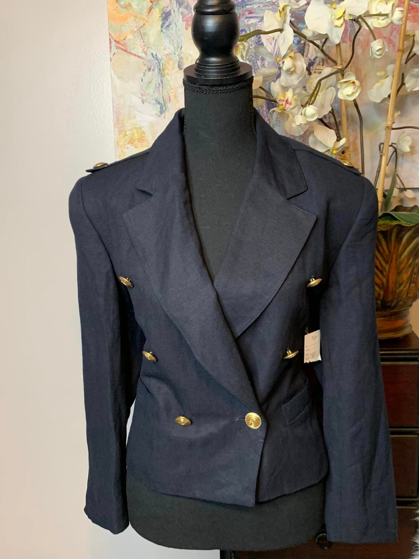 Size 10 Giorgio Sant Angelo blue linen blazer