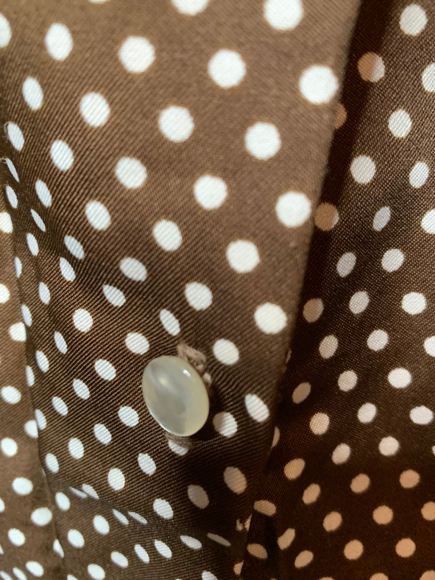 Brown polka dot pbow blouse