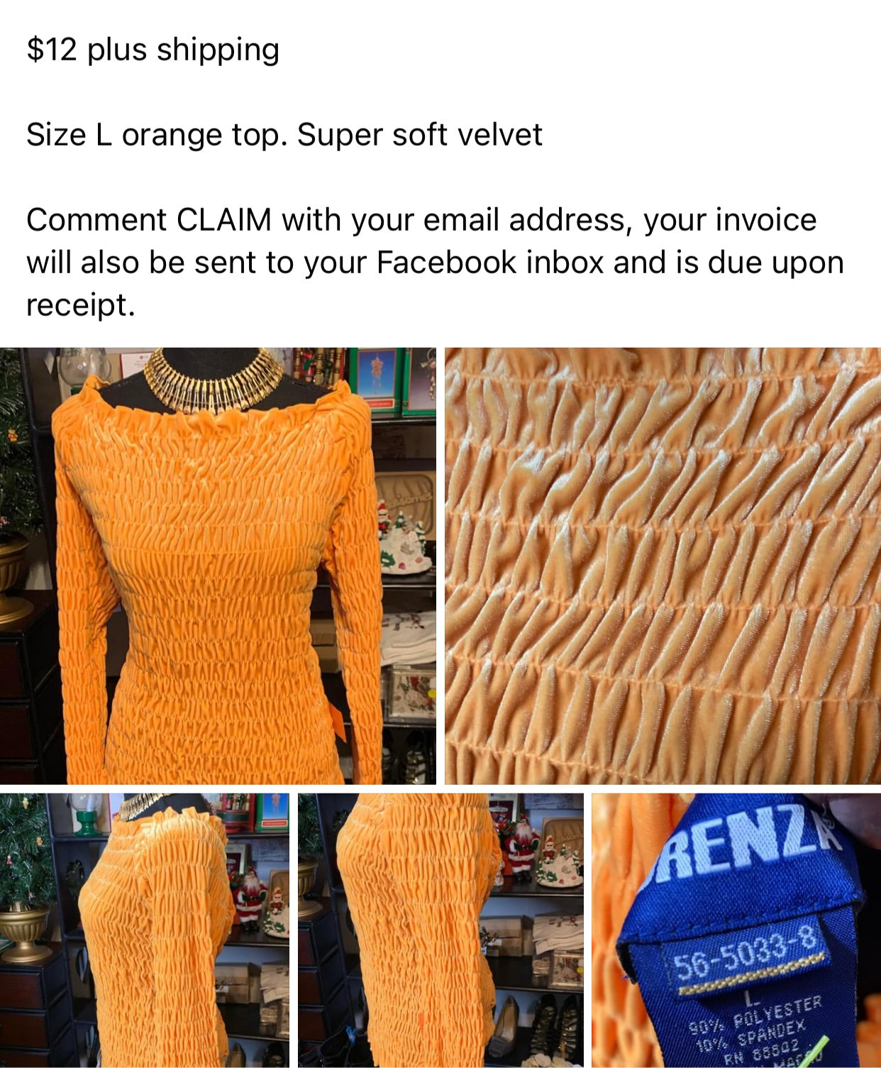 Size Large orange top