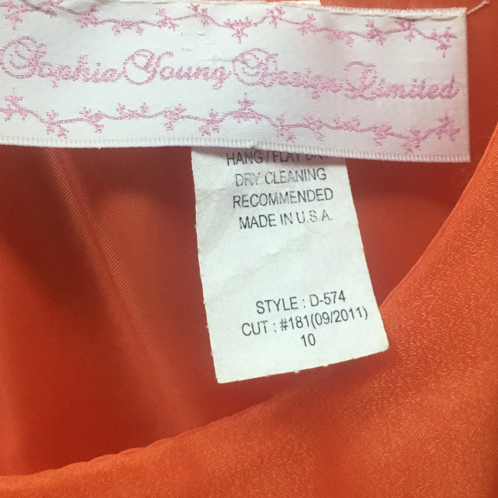 Sophia Young  size 10 orange kids dress