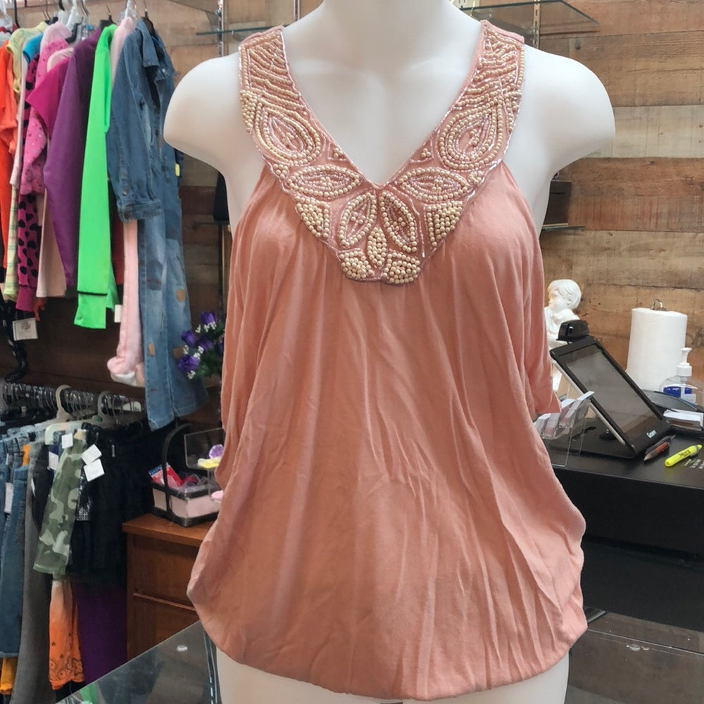 Size small beautiful tank with beaded neckline