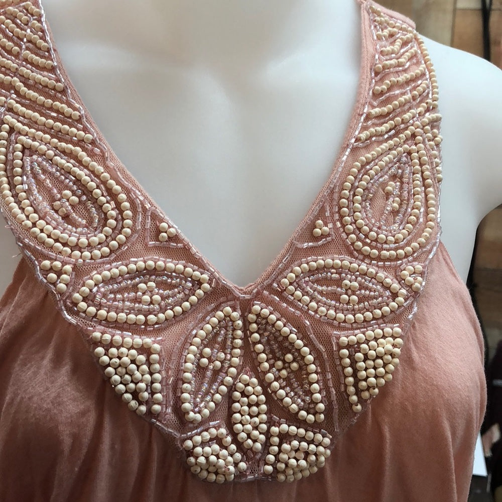 Size small beautiful tank with beaded neckline