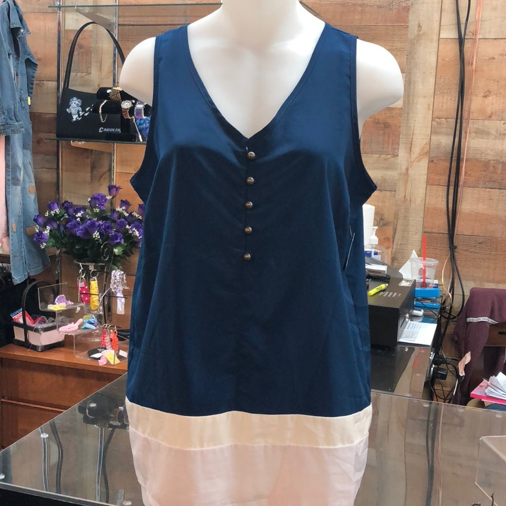 Size small blue ivory and white top