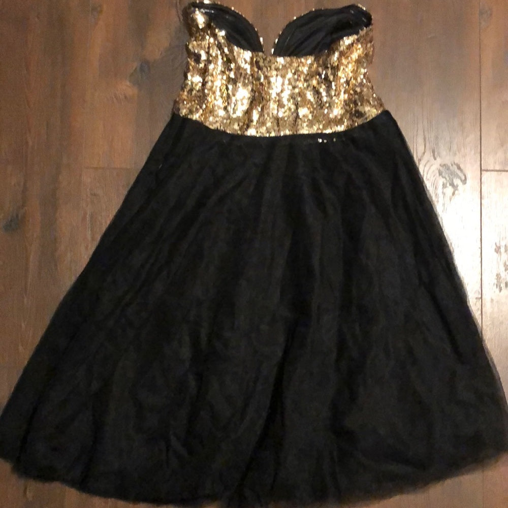 Size small black with gold sequin top dress