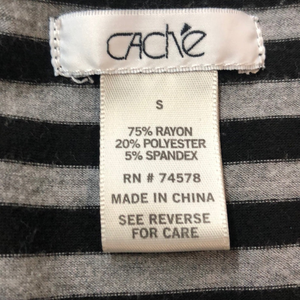 Cache’ black and gray long sleeve shirt size small