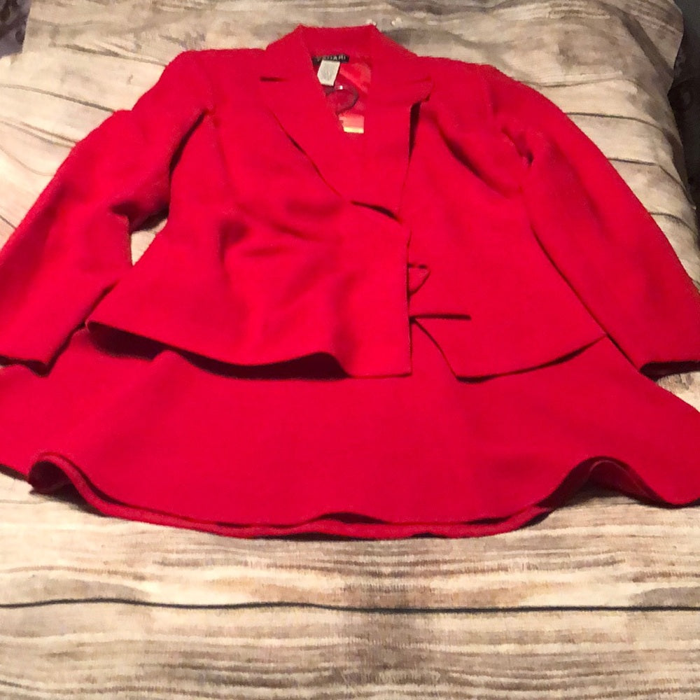 Bahari sz 10 red 2pc womens dress suit