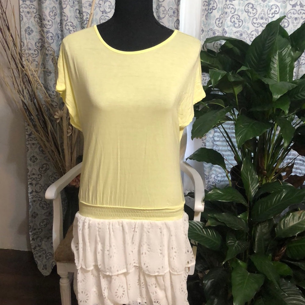 Ella Moss sz 14 yellow and white dress