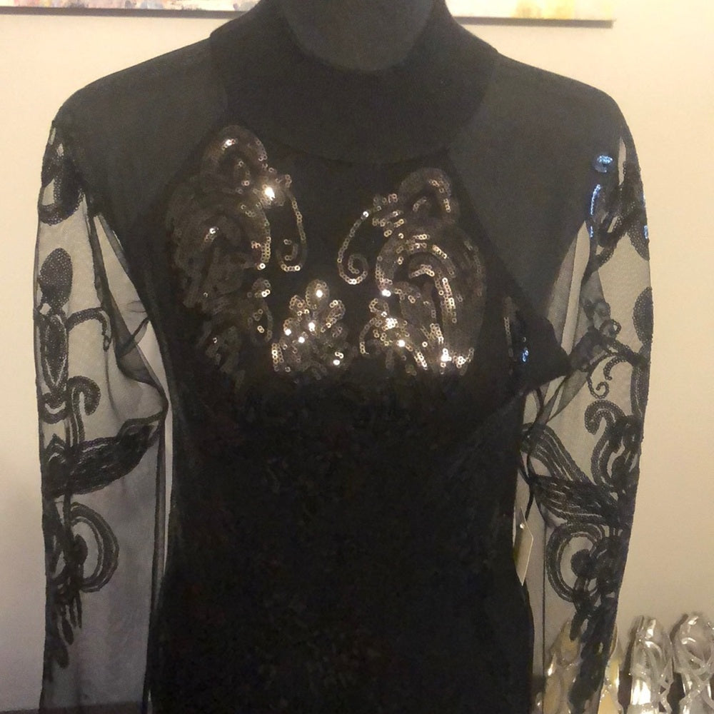 INC sz small black top with mesh sleeves