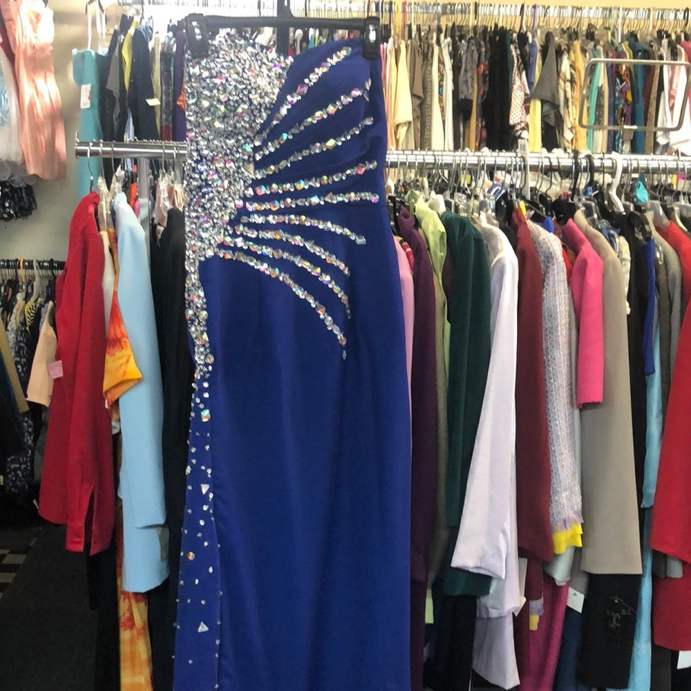 Blue w/ sequins long formal dress