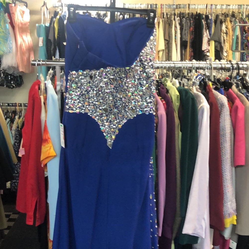 Blue w/ sequins long formal dress