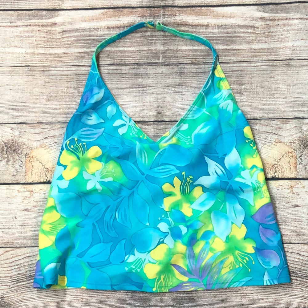 Sz 2X multicolor flower bathing suit top