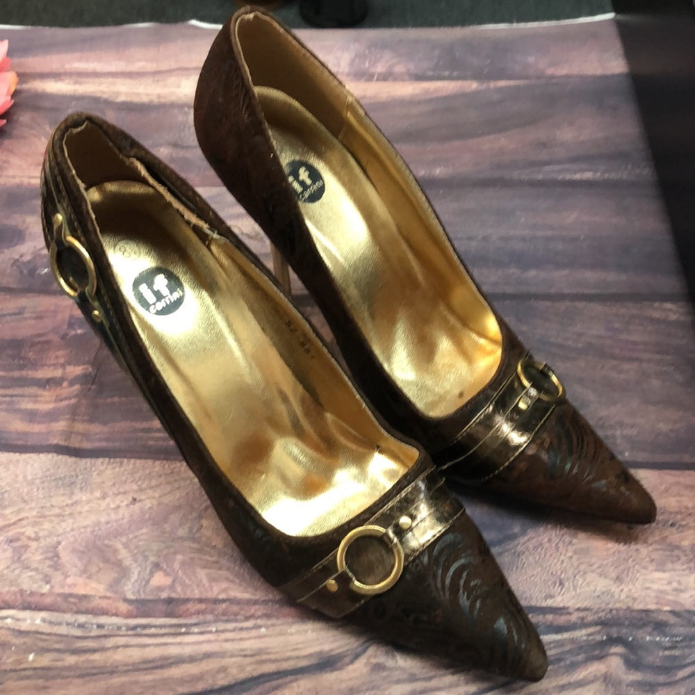 If Carrini sz 8.5 women brown & gold shoes