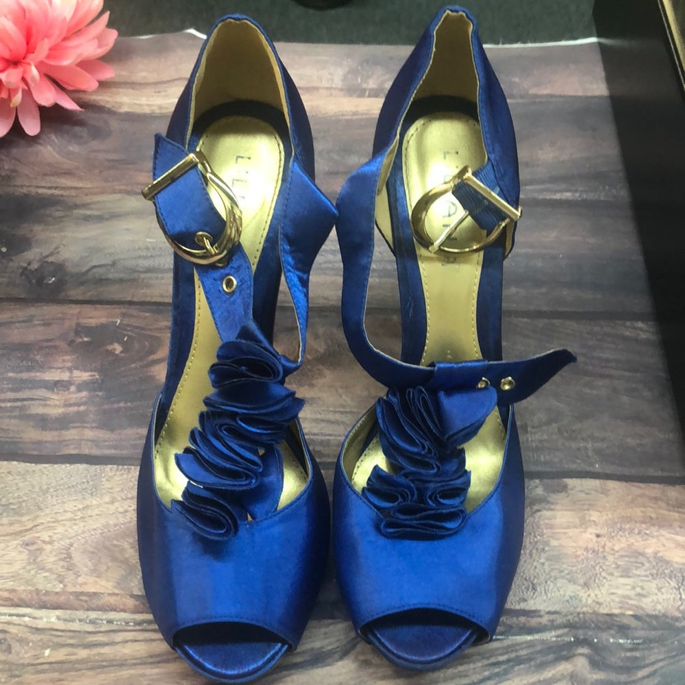 Liliana sz 10 blue & gold women shoes