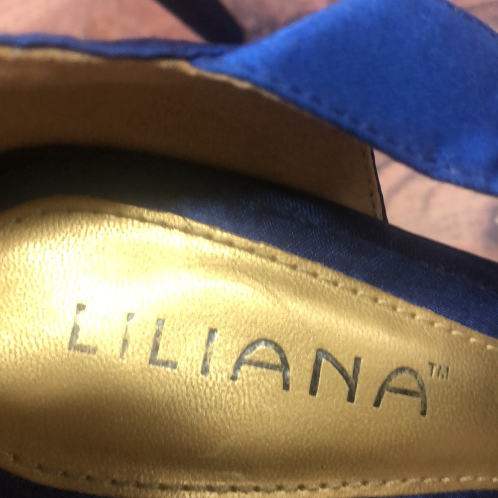 Liliana sz 10 blue & gold women shoes