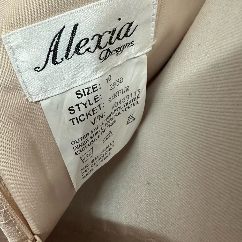 Alexia Designs sz 10 cream/black long formal dress SAMPLE