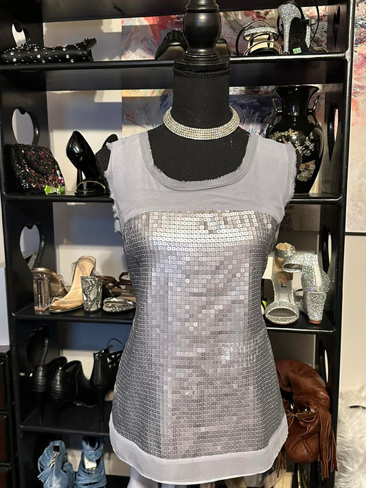 Size Medium Loft gray sequined tank